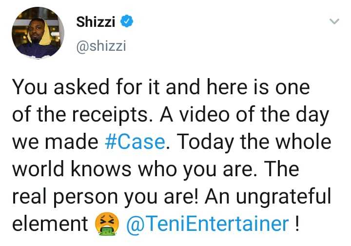 More Drama As Shizzi Responds To Teni's Challenge; Drops Video To Prove He Produced 'Case'