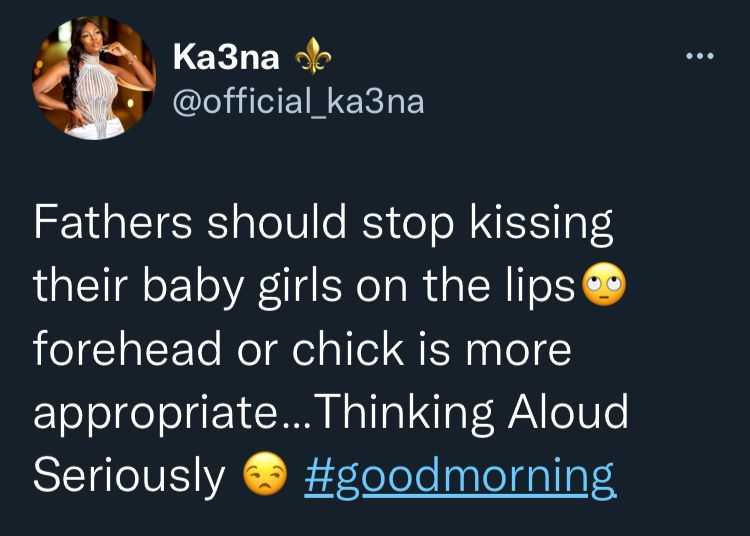 Boss Lady Ka3na dragged for condemning fathers who kiss their daughters on the lips