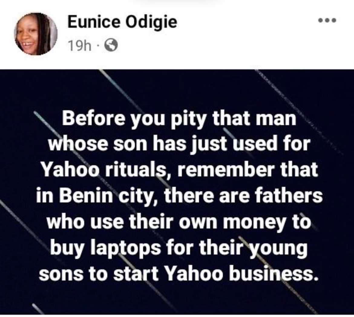 "90% parents are aware and in support of their daughters dating yahoo boys" - Lady questions morality of parents