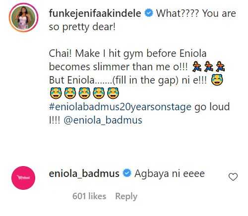 Funke Akindele gushes over Eniola Badmus' weight loss transformation 