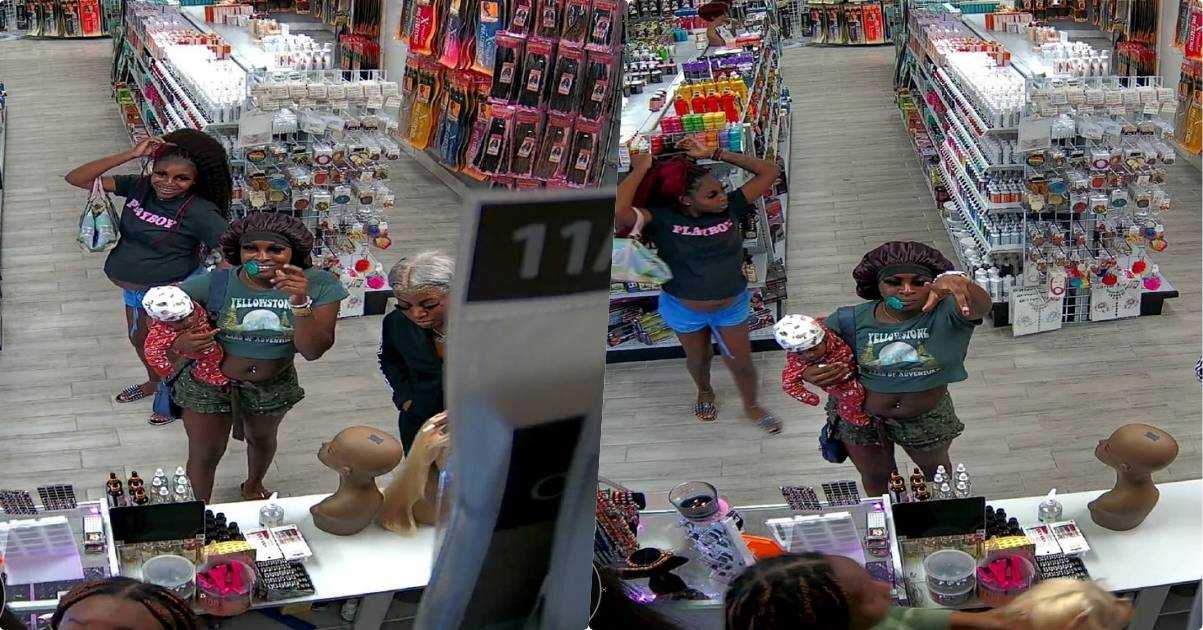 Heavily pregnant lady, nursing mother, and friend break into store, beat up attendant, cart away wigs