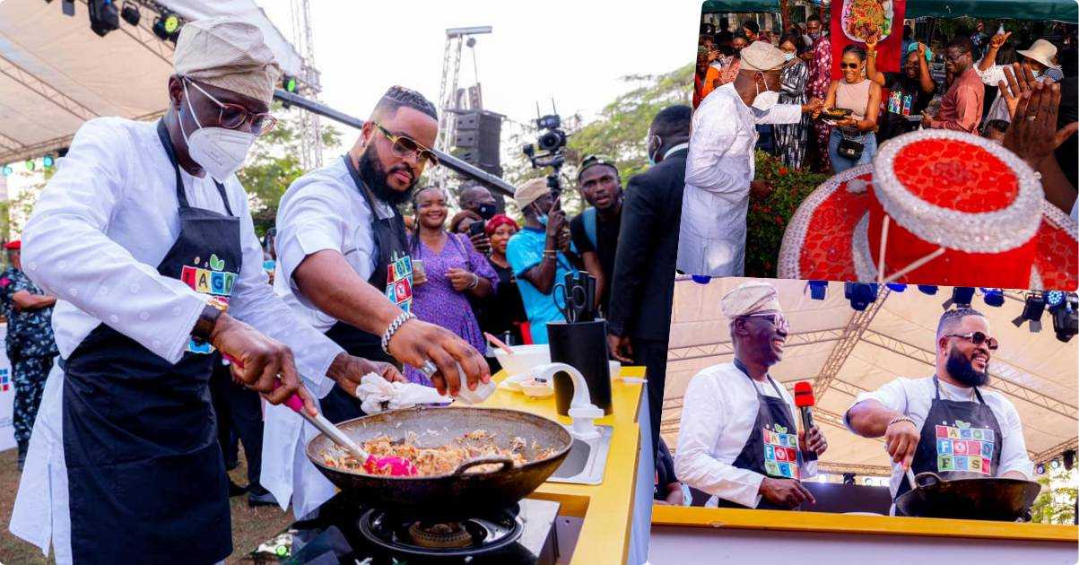 Whitemoney cooks side by side with Lagos State Gov., Sanwo-Olu (Video)