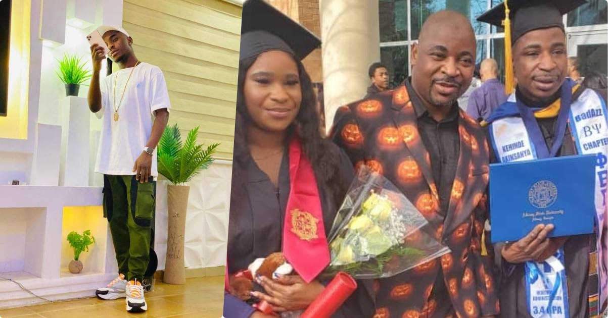 My tout father is better than yours - MC Oluomo's son celebrates father as siblings graduate in US