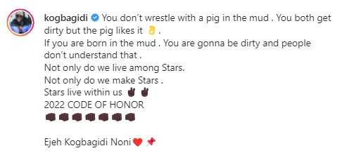 "You don’t wrestle with a pig in the mud" - Kogbagidi throws shade