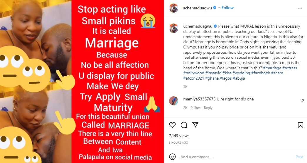 "Stop acting like small pikin" - Uche Maduagwu slams Anita Joseph for breastfeeding husband on IG