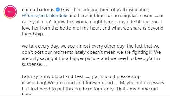 Eniola Badmus opens up on rumored fight with Funke Akindele https://www.gistreel.com/eniola-badmus-opens-up-on-rumored-fight-with-funke-akindele/