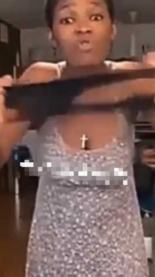 Lady pulls underwear on live video, rain unlimited curses on boyfriend