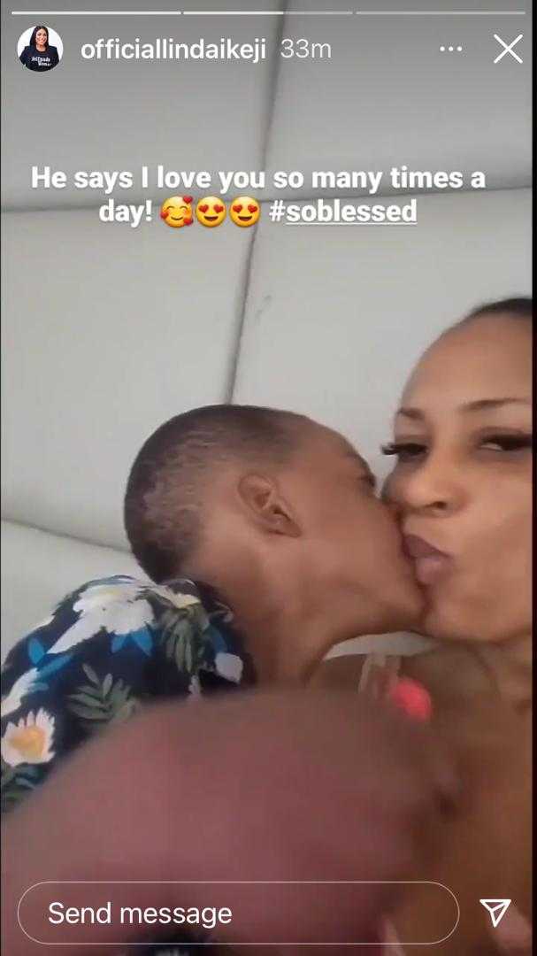 "He says I love you so many times a day" - Linda Ikeji says as she shares adorable moment with son (Video)