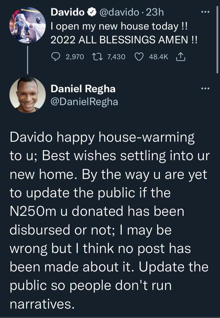 "Update the people on N250M charity funds" - Man attacks Davido following Banana Island housewarming 