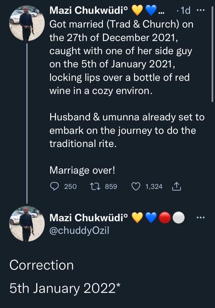 Man set to divorce wife after catching her locking lips with another man 9-days after wedding 