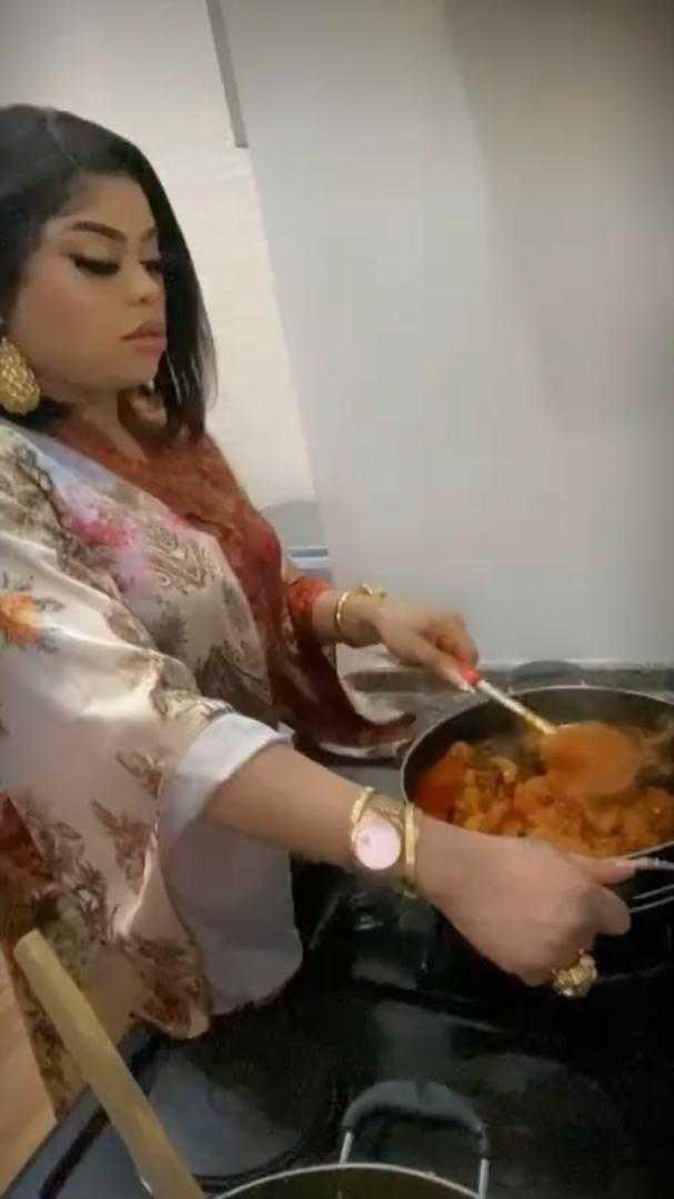 "Can’t wait to be in my husband house" - Bobrisky says as he shows off cooking skills (Video)