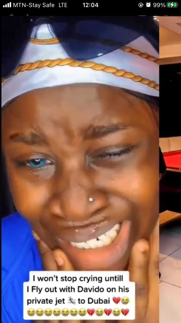 Lady threatens to cry till eternity unless her demands from Davido are met (Video)