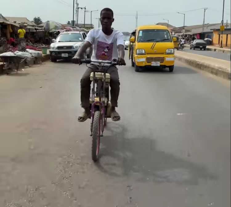 Talented boy converts bicycle to a motorbike, reveals amount it cost to complete (Video)