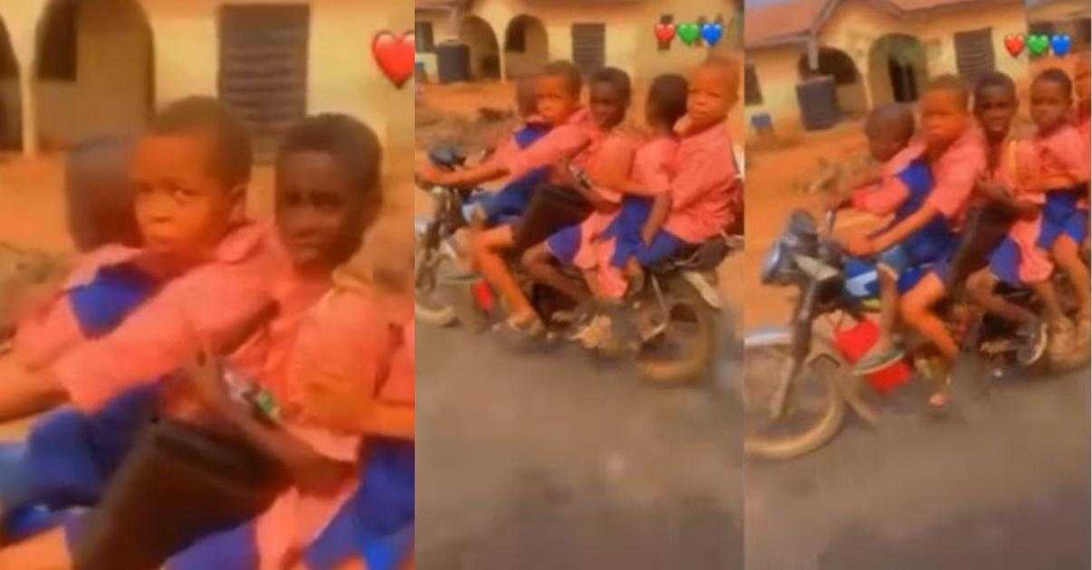Young boy transporting four other kids on bike triggers outrage (Video)
