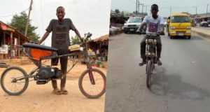 Talented boy converts bicycle to a motorbike, reveals amount it cost to complete (Video)