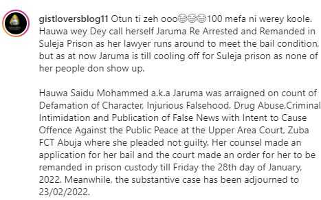 Jaruma Re-arrest Suleja Prison 