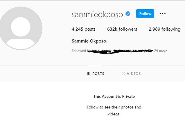 Sammie Okposo Instagram private