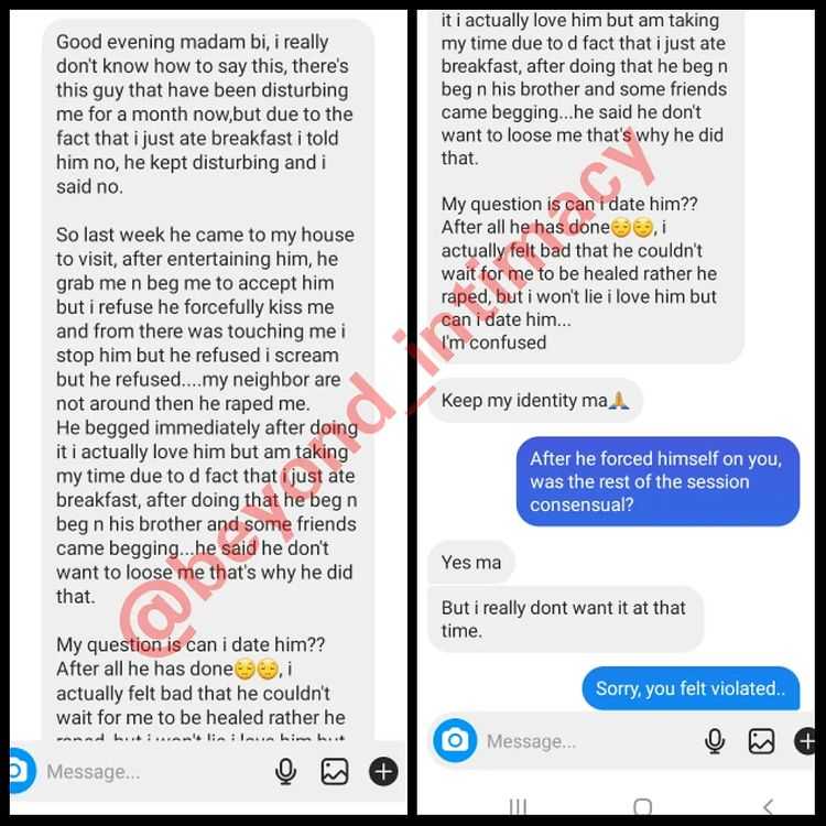 "I won't lie, I love him" - Lady seeks advise on man who forcefully slept with her despite in talking stage