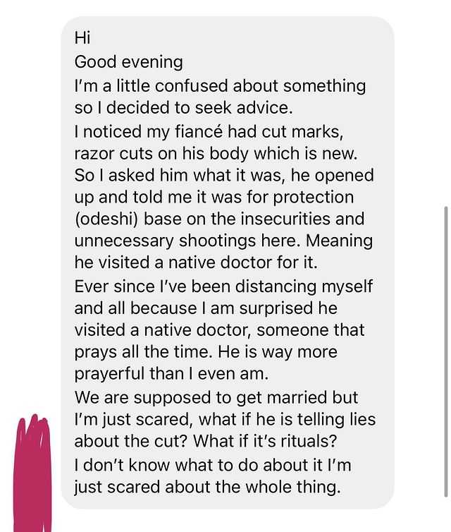 Lady cries out as prayerful fiancé confessed about doing bulletproof charm over insecurities in the country