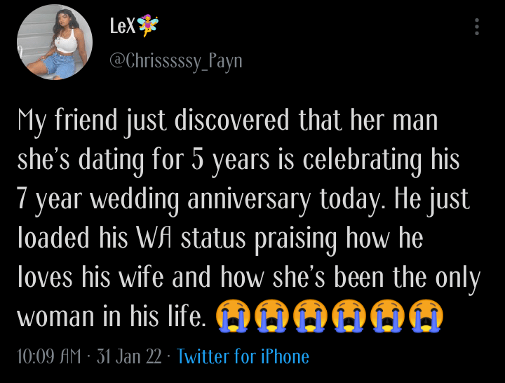 Twitter boyfriend married years