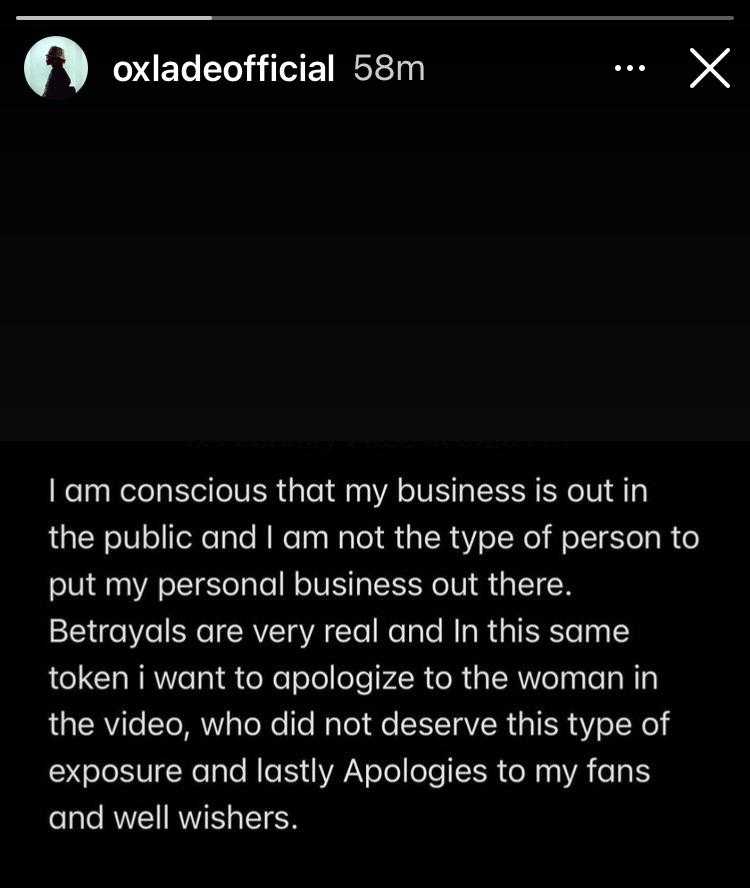 Oxlade finally breaks silence following leaked bedroom tape