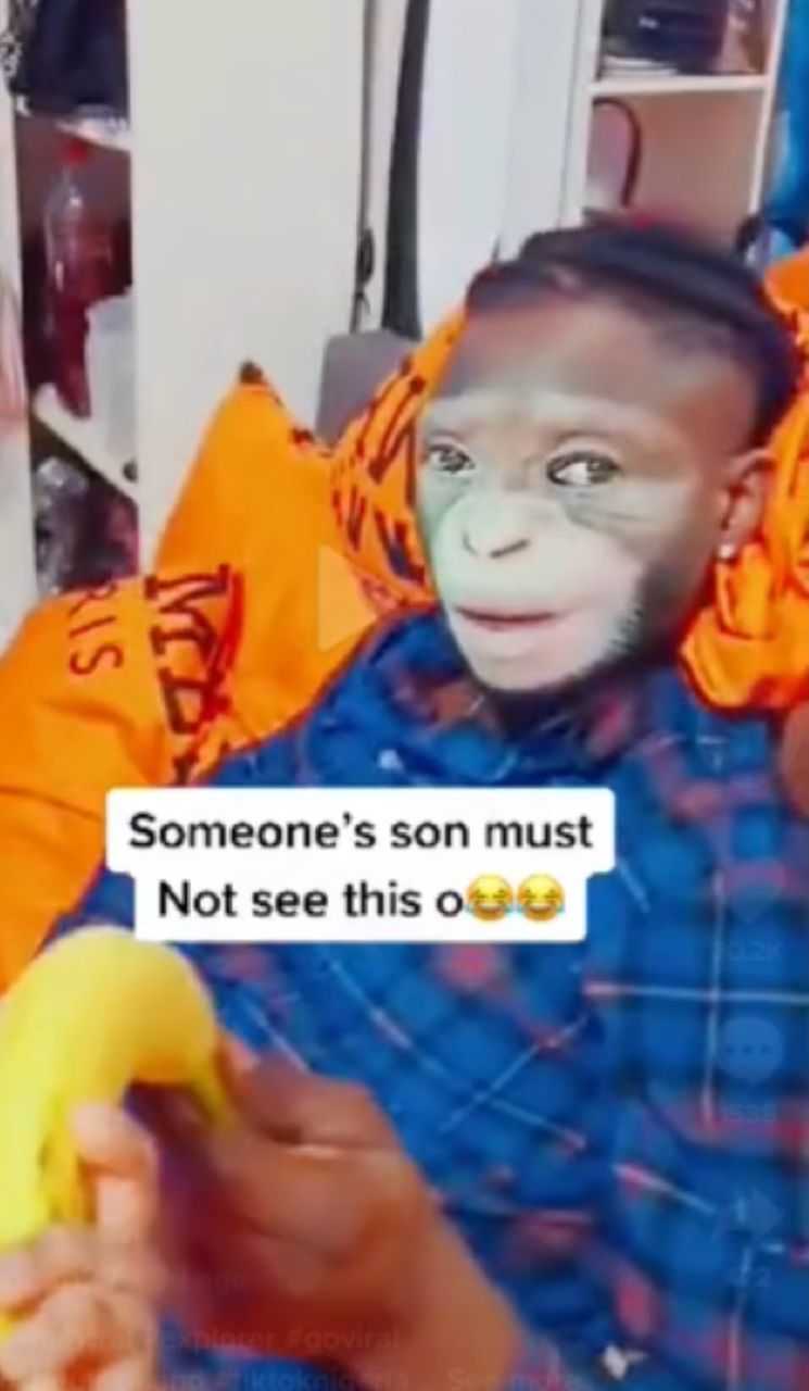 Lady tenders public apology to boyfriend after getting blocked following viral video of him on 'monkey filter' (Video)