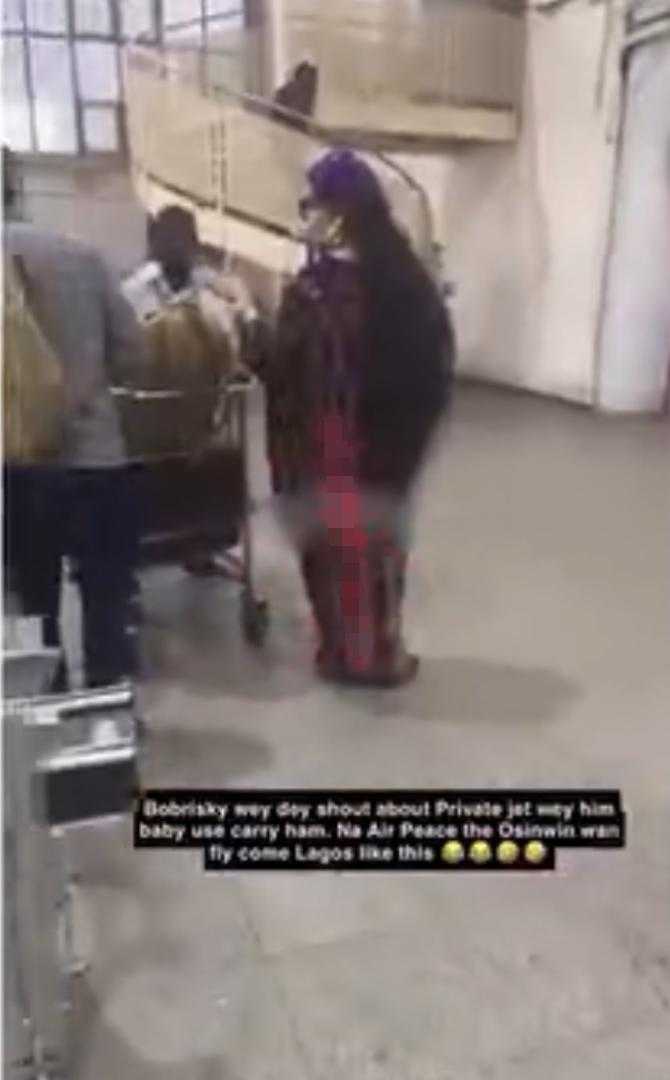 Bobrisky mocked for returning on a commercial flight after flying private jet to Abuja (Video)