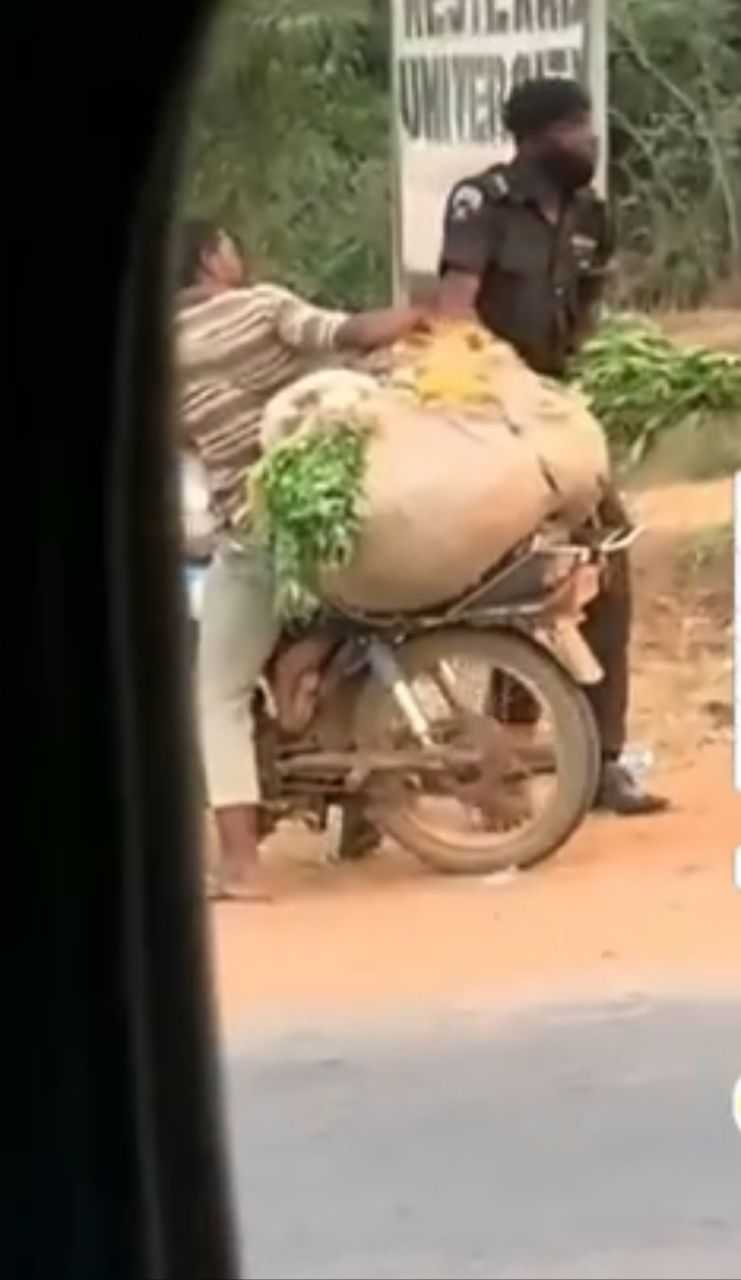 Police officer extorts farmer of vegetables in absence of cash as bribe (Video)
