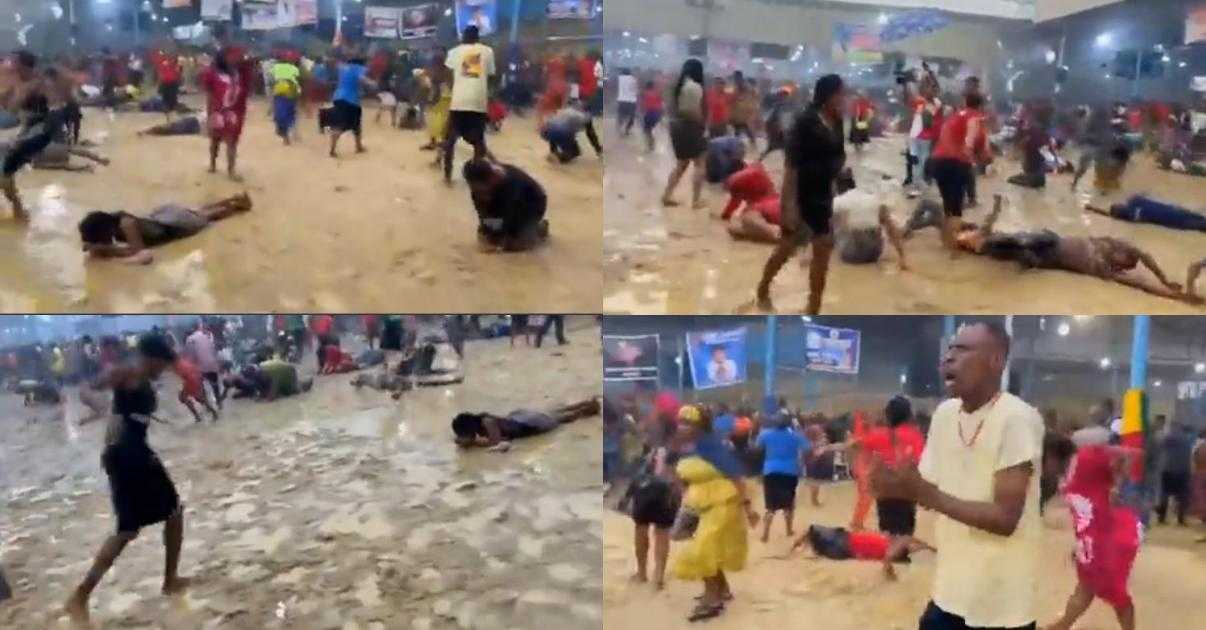 Reactions trail believers rolling in muddy floor during deliverance (Video)