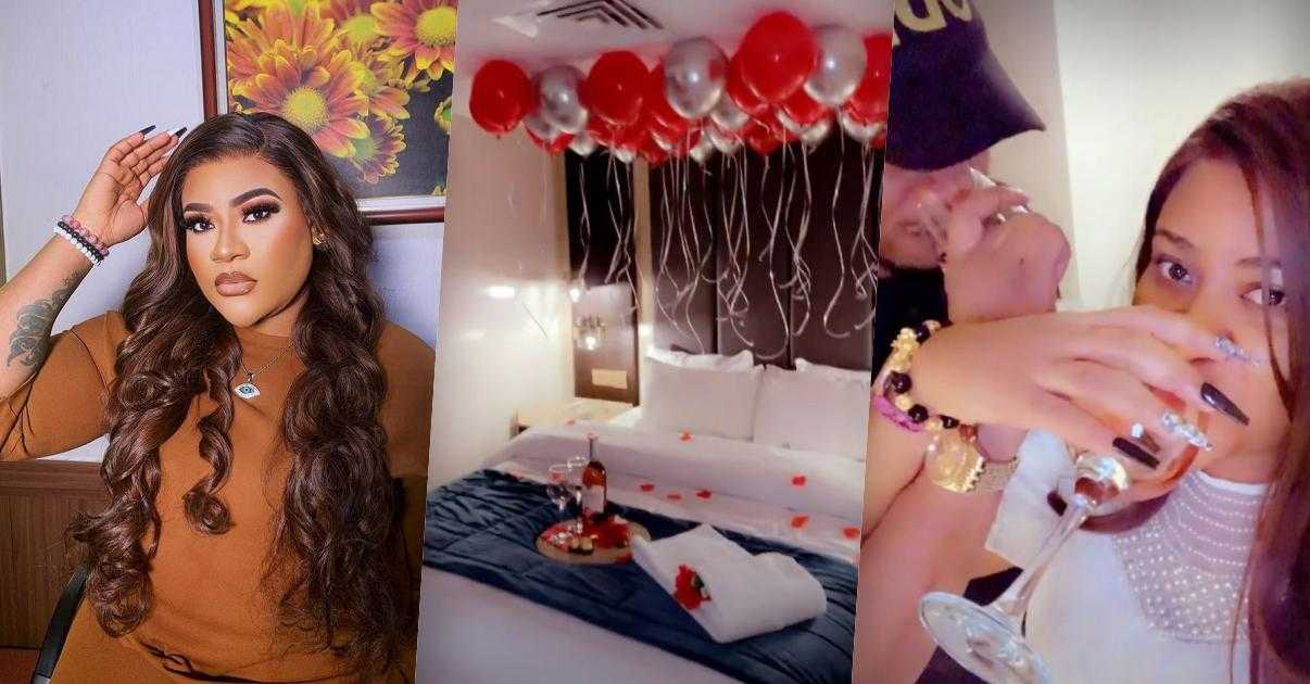 Nkechi Blessing celebrates one year anniversary with husband with romantic surprise (Video)
