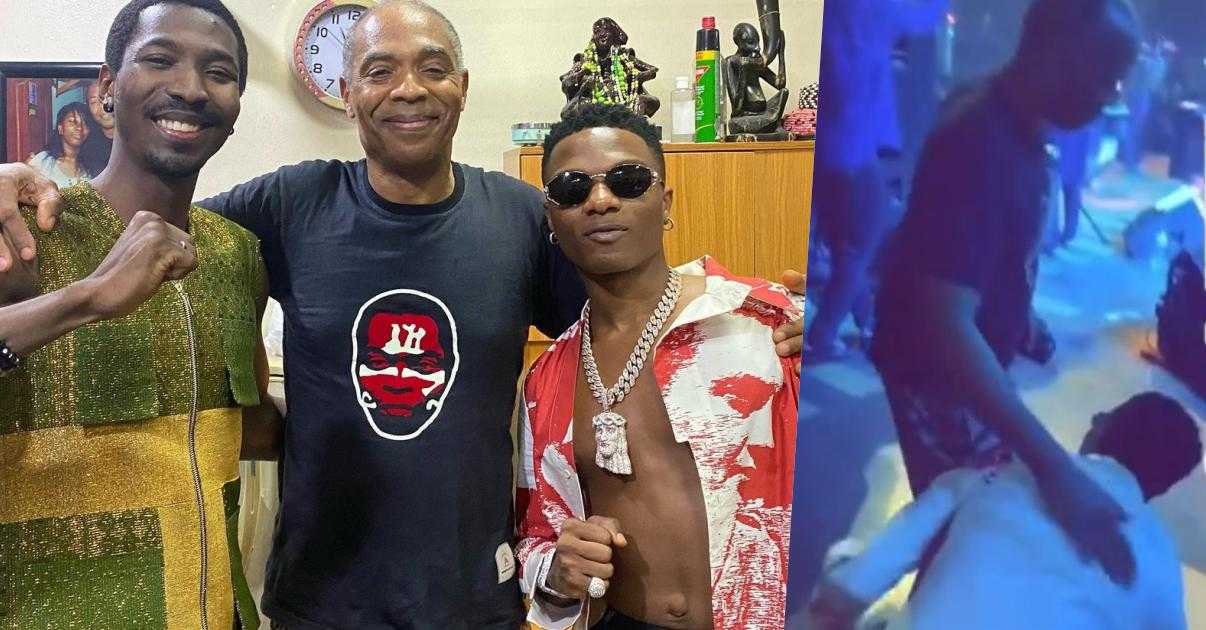 Fans debate Wizkid's humble personality after prostrating to greet Femi Kuti (Video)