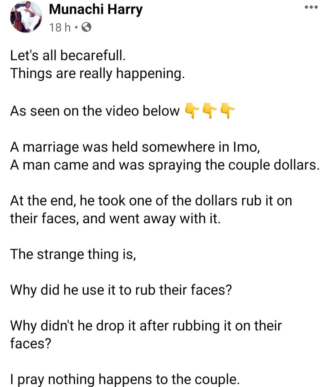 Couple rubbing dollar wedding