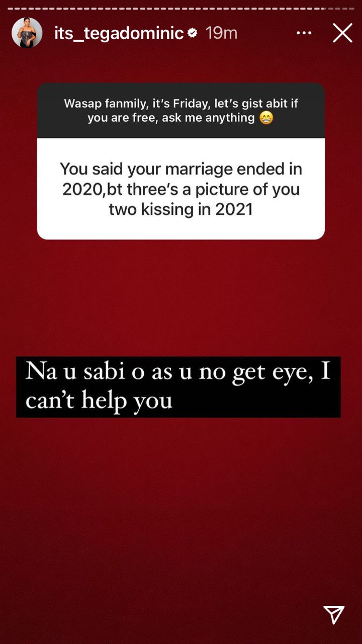 "My marriage ended since 2020" - BBNaija Tega reveals