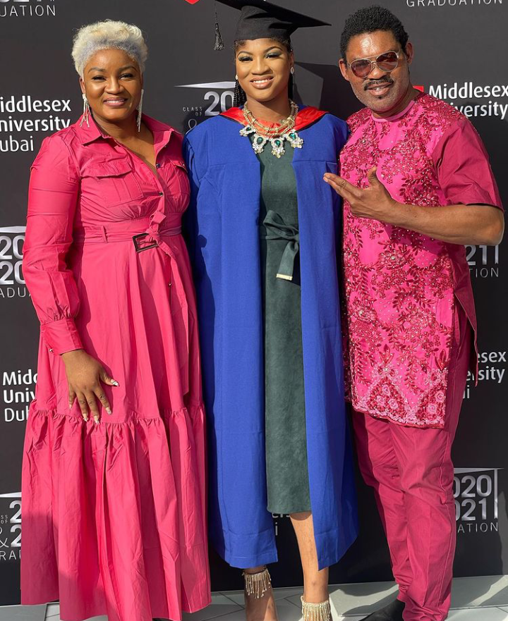 "Triple triple" - Omotola Jalade overjoyed as she celebrates husband's birthday, marriage anniversary and daughter's graduation on same day (Photos)