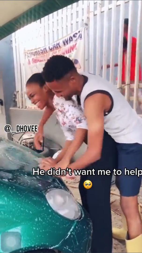 Lady surprises boyfriend with romantic gesture at work (Video)