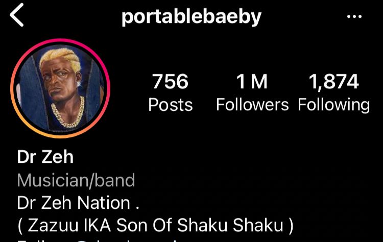 "Many serious artists never reach" - Portable receives accolades as he hits 1M followers in three months