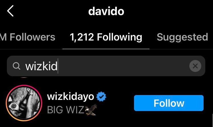 Davido re-follows Wizkid on Instagram following reunion 