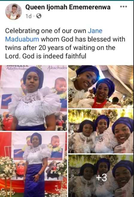 Woman twins 20 years