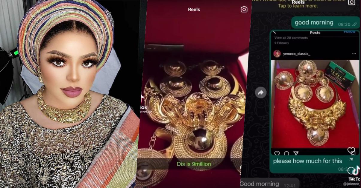 Vendor exposes Bobrisky's lie after showing off N9M necklace (Video)