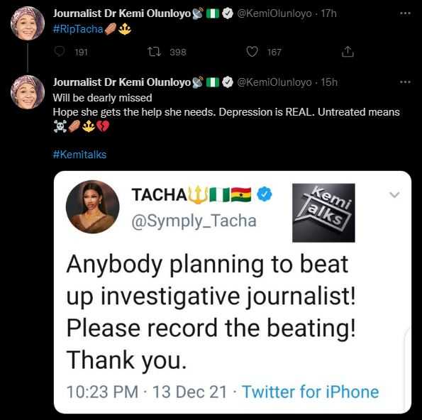 Kemi Olunloyo TAcha tweet 