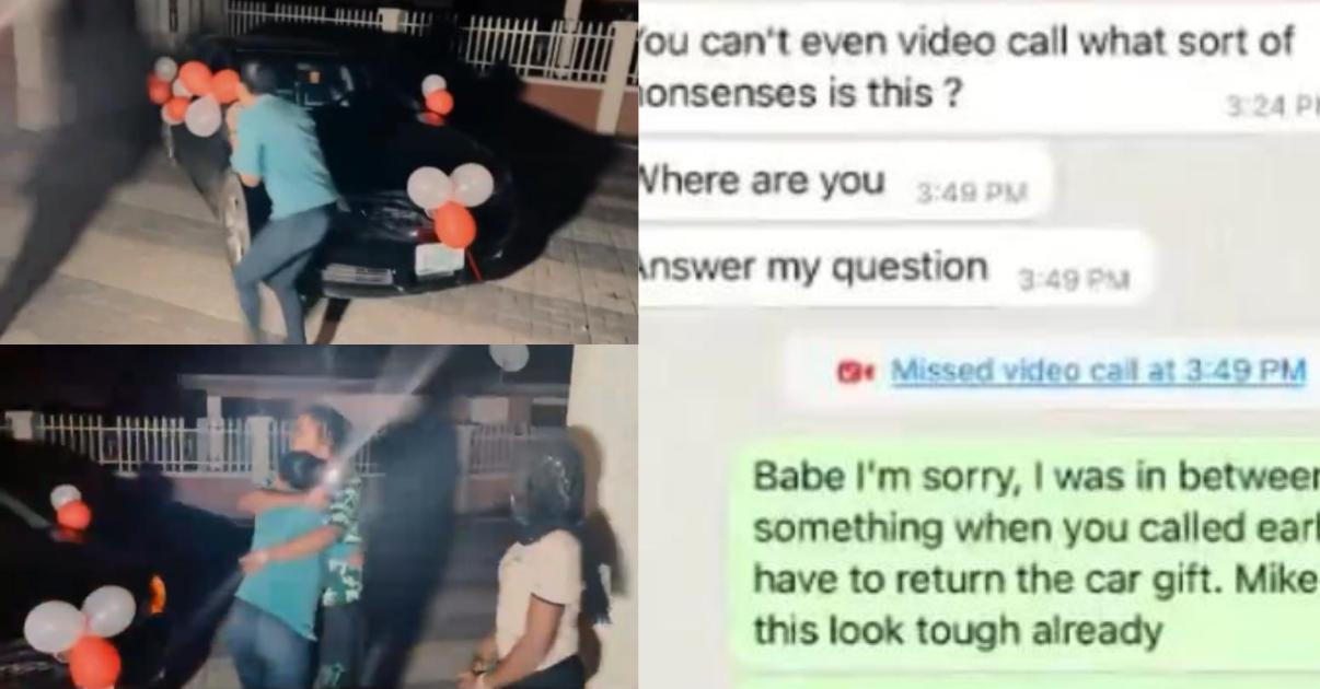 "I can't lose him for a car" - Lady returns car gift to ex over issues with boyfriend (Video)