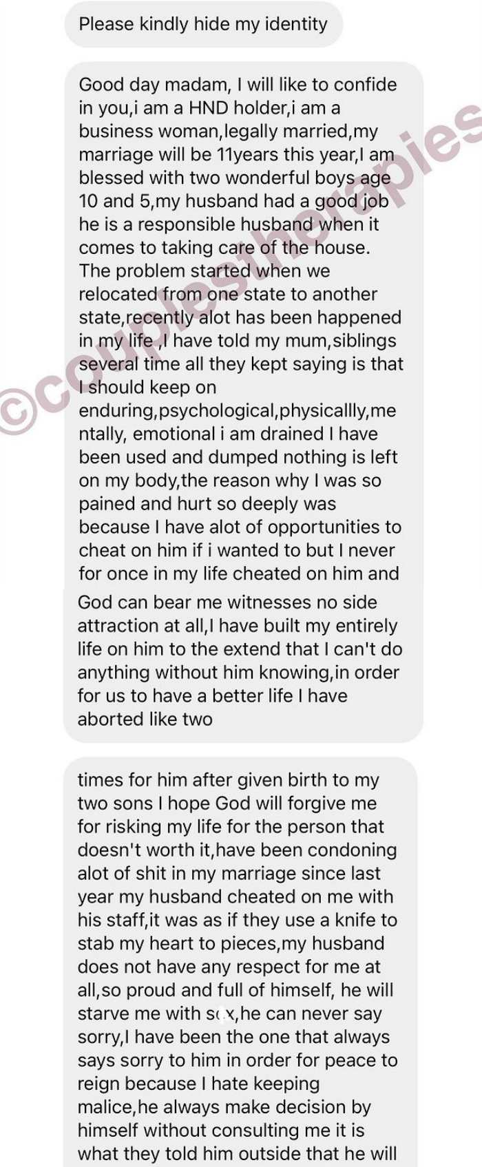 Woman in abusive marriage cries out for advice over fear of leaving as a result of stiff economy