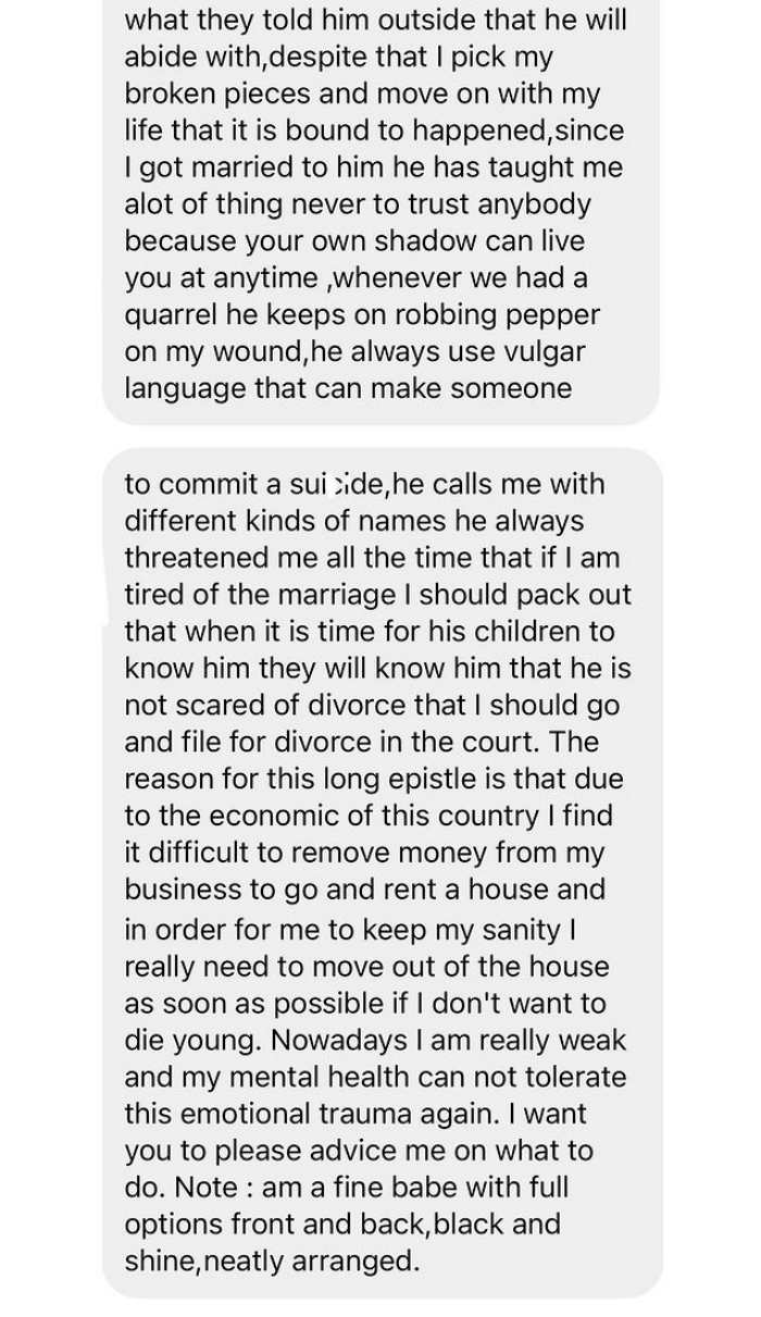Woman in abusive marriage cries out for advice over fear of leaving as a result of stiff economy