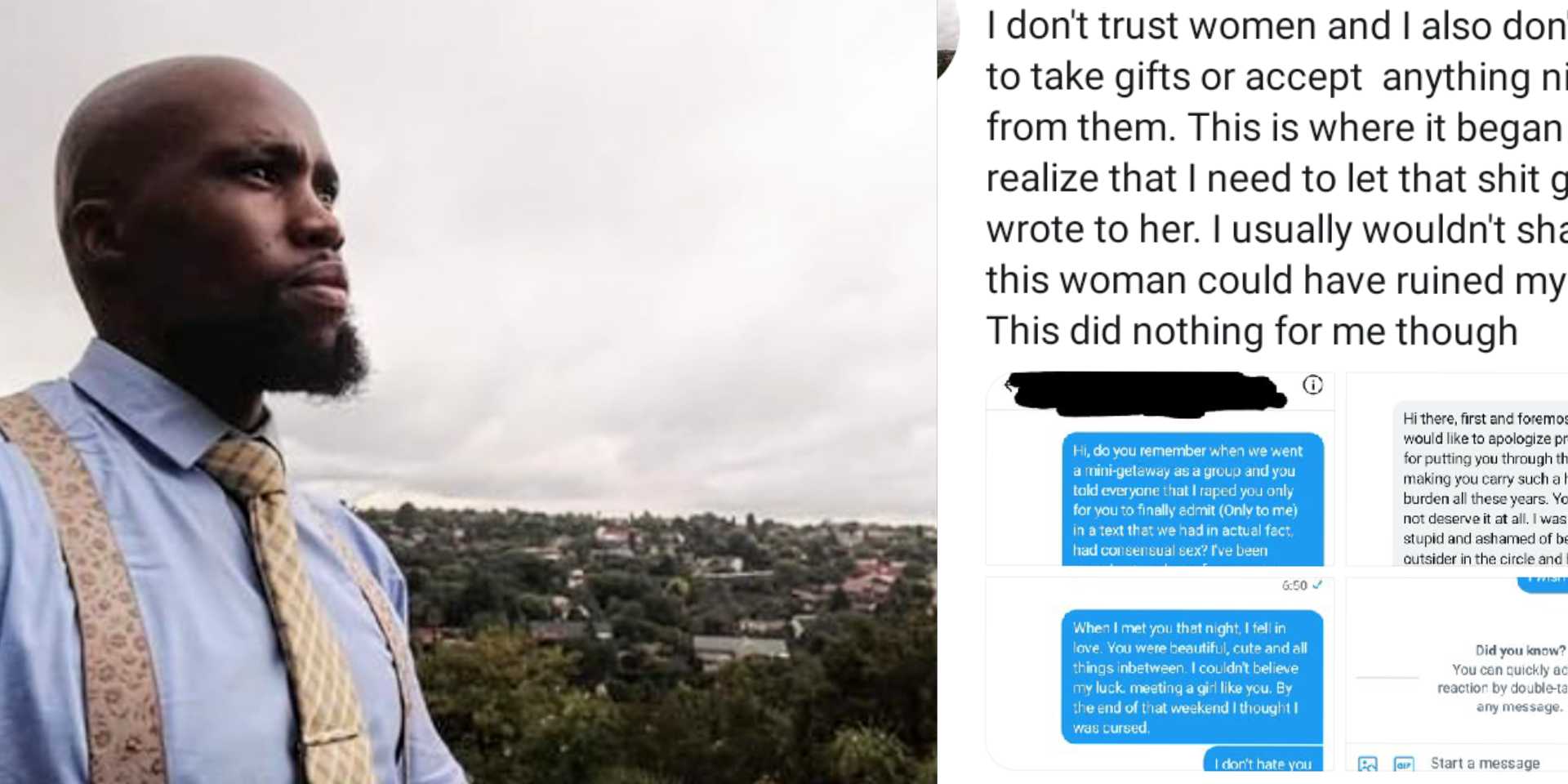 Man falsely accused of rape confronts his accuser years later; shares their chat where she confessed [Screenshots]