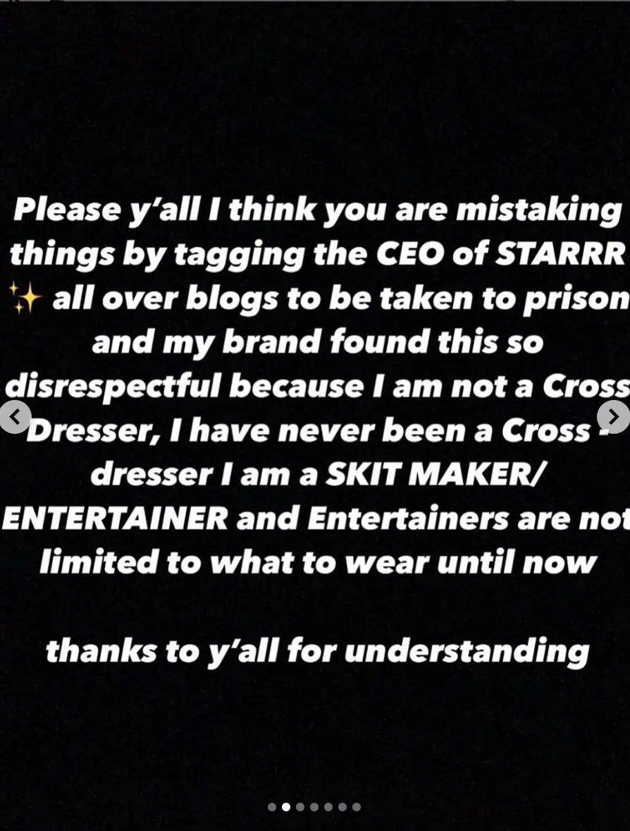 "I am a skit maker" - James Brown's colleague, Tobi The Creator, voices out following anti-crossdressing bill