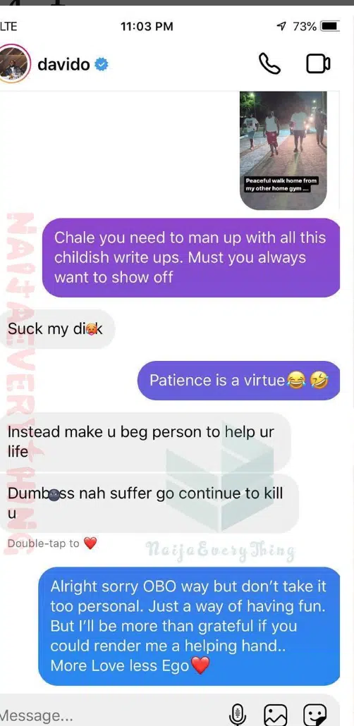 Davido engages troll in heated exchange over 'childish write-up and show off'