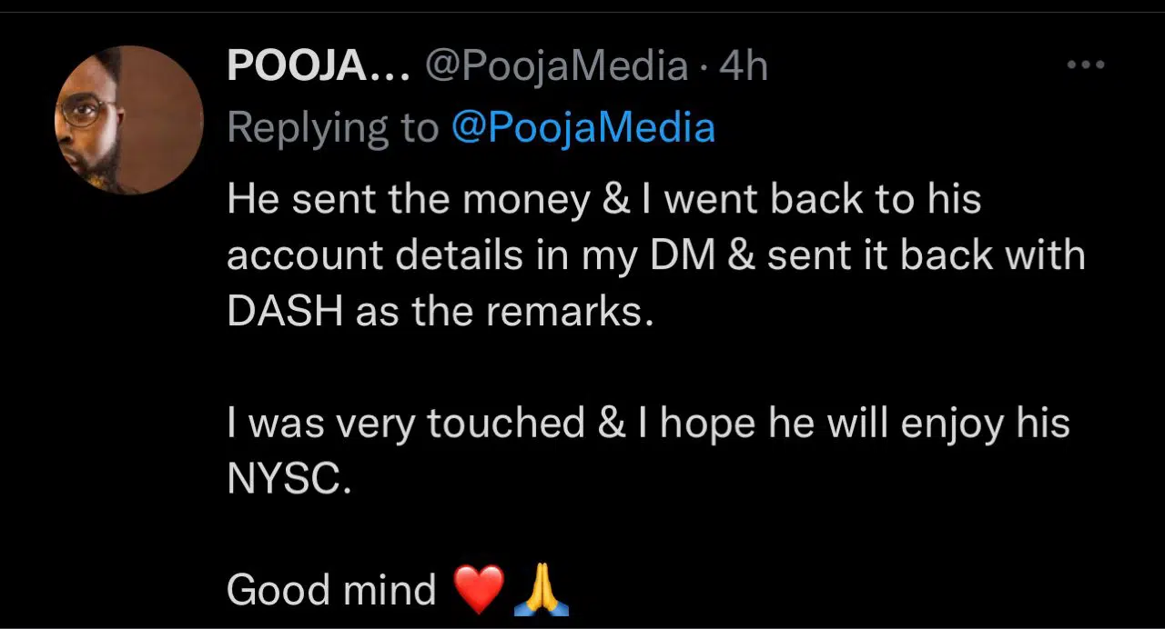 Man shares his experience with corps member who asked him for N15k