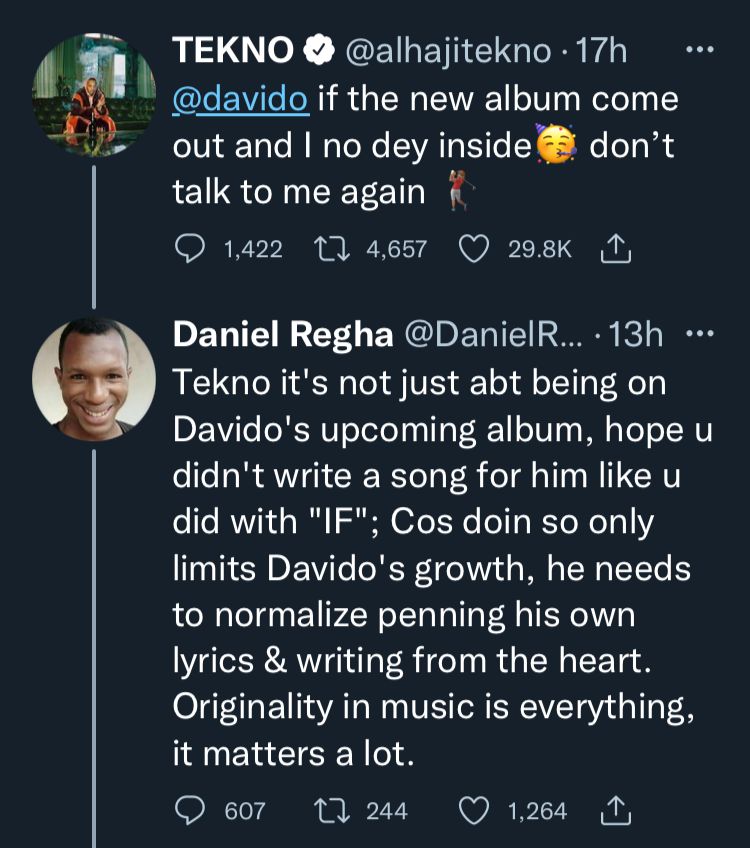 "Writing songs for Davido limits his growth" - Man berates Tekno over O.B.O's upcoming album