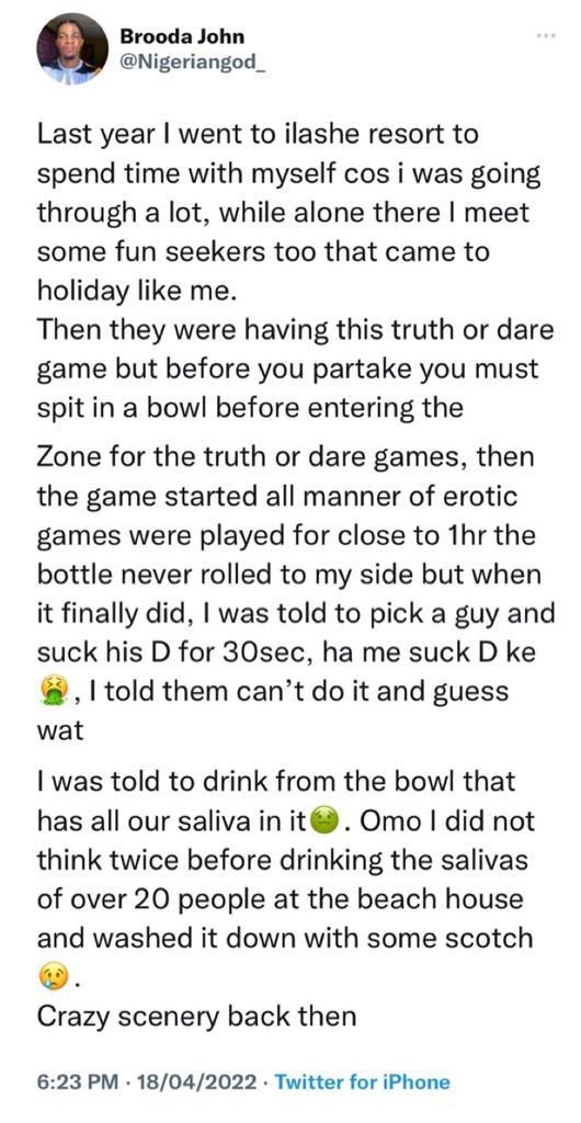 Man narrates horrible 'Truth or Dare' game experience with strangers during vacation
