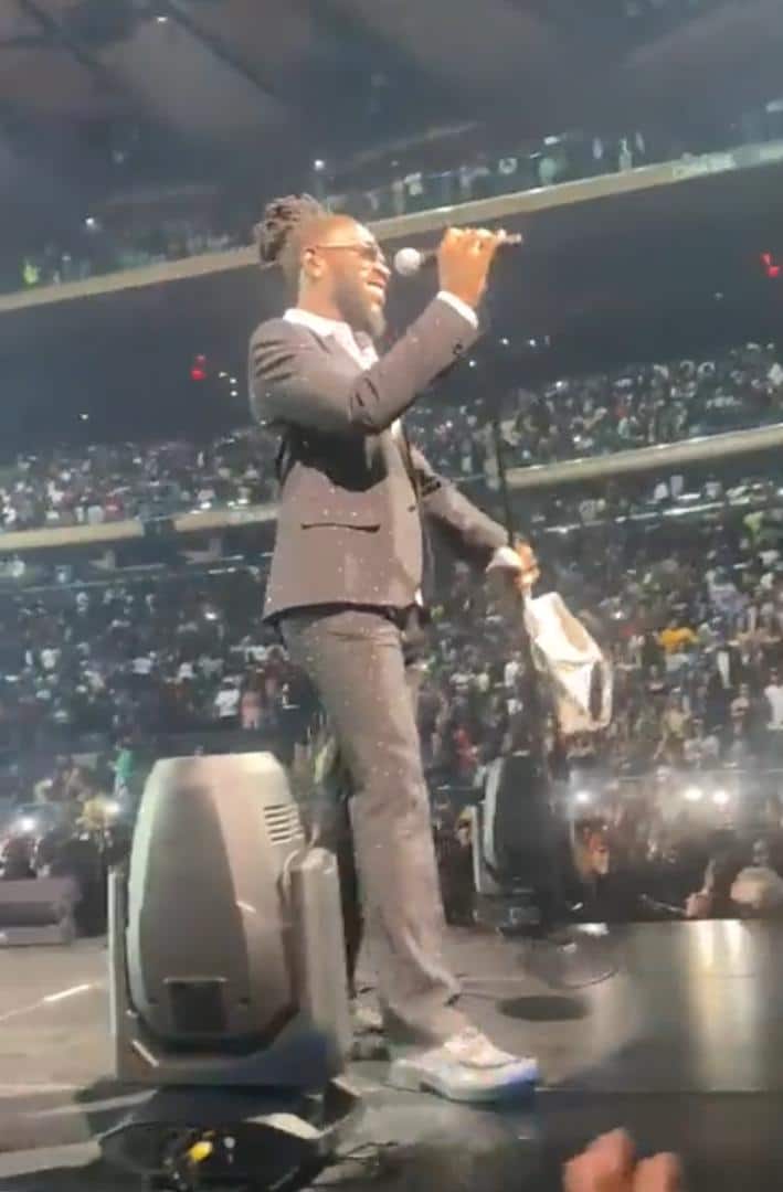 Female fan elated as Burna Boy catches her underwear during concert (Video)